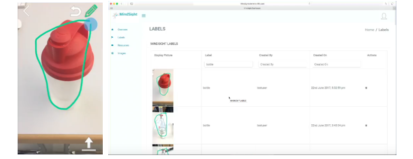 MindSight uploading and labeling images.